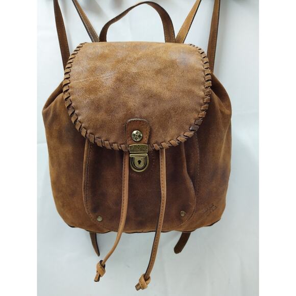 Patricia Nash Casape Burnished Cognac Suede Drawstring Backpack - MSRP $199